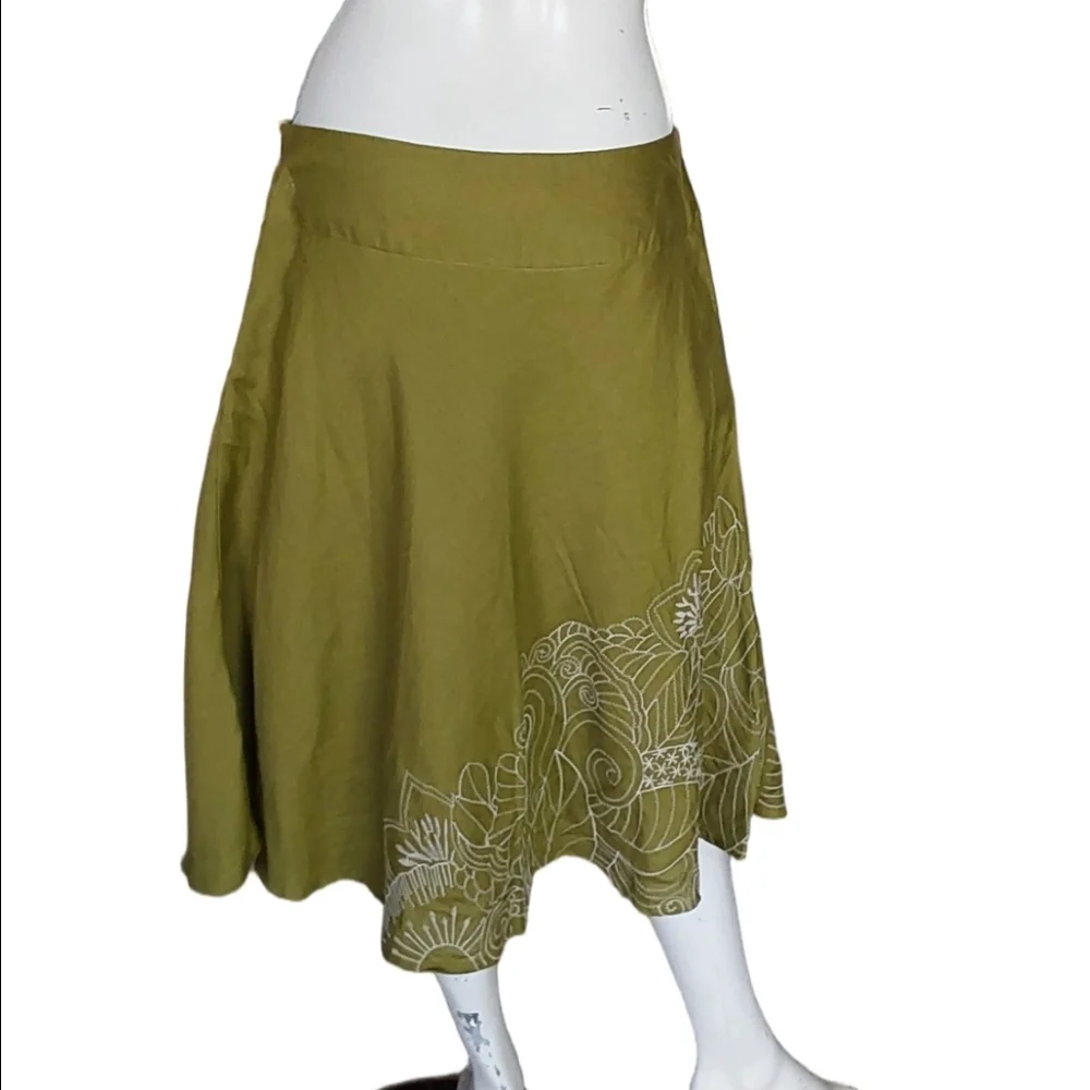 Olive Green Floral Women's Skirt‎